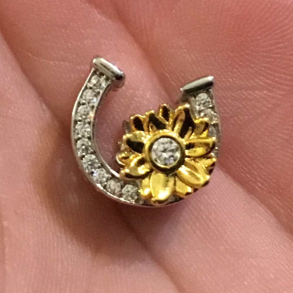 S925 Lucky Horseshoe Sunflower Charm Pandora Style